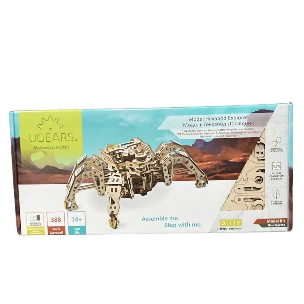 Ugears Hexapod Explorer 3D Wood Puzzle Mechanical Spider Model 388 Pieces Sealed